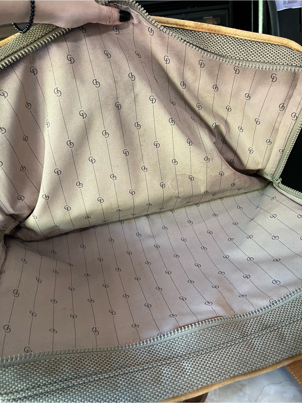 Vintage Christian Dior Garment Bag Suitcase Travel Bag Canvas Leather Carry On - Picture 13 of 14